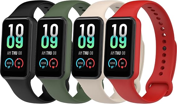 腕時計バンド 4本パック Amazfit Band 7ストラップ対応 シリコンメタルバックル 調節可能なリストバンド ブレスレット スポーツ交換用バンド