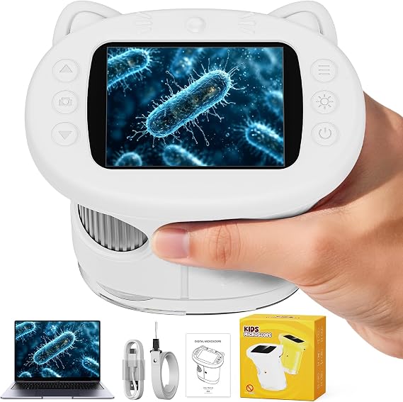 Microscope 1000x for Kids, Adventure Microscope Kids (White)
