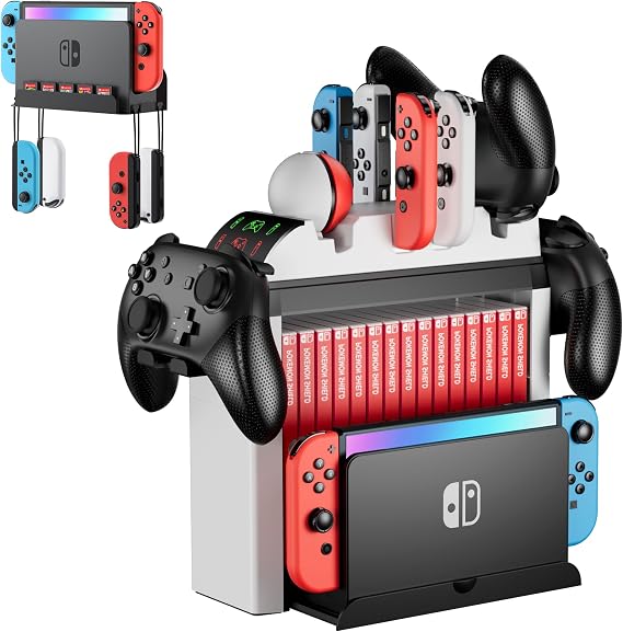 Switch Organizer with Controller Charging Dock and Switch Wall Mount