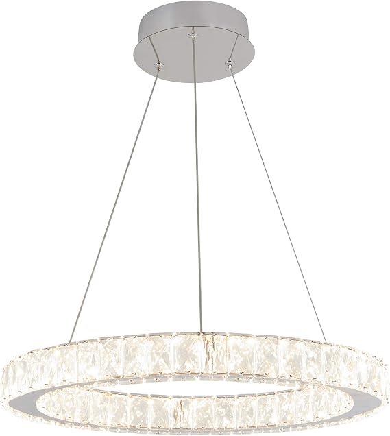 artika Celebrity 20W LED Glam Chandelier, Chrome Base with Glass Crystal Diffusers - Ideal for Dining Room, Kitchen Light, 1350 Lumens, 3000 Kelvin, No Bulb Required