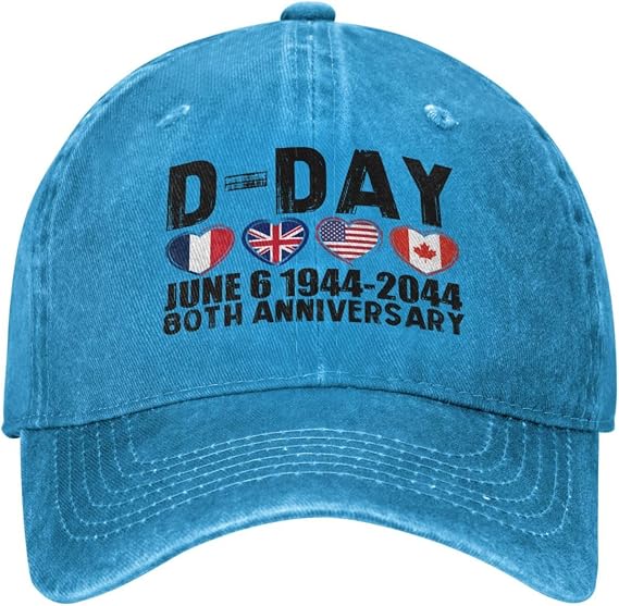 D Day 80th Anniversary Hat June 6 1944 Anniversary France UK Canada USA Flag Trucker Hat Baseball Cap