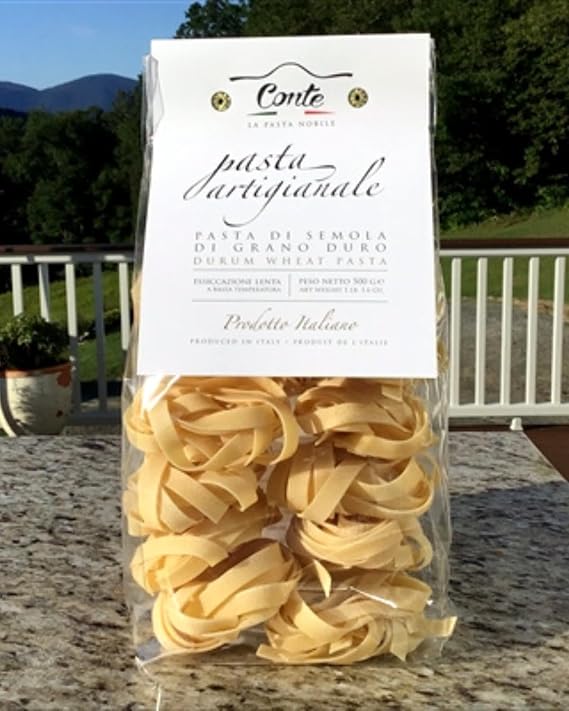 Conte Pappardelle Pasta - Imported from Italy, 500g, Artisanal Durum Wheat Blend, High Protein, Low Ash, Golden Yellow Grain - Authentic Large Flat Noodles for Gourmet Italian Dishes