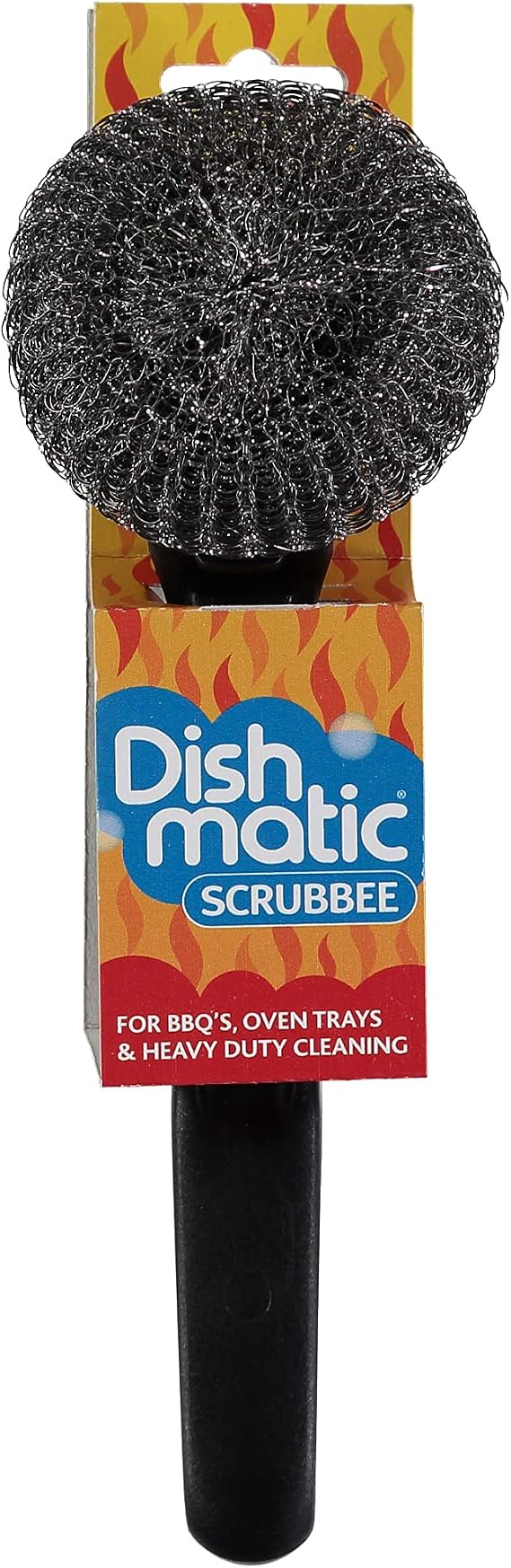 Dishmatic Scrubbee Washing-Up Stainless Steel Scourer for BBQ, Grill, Oven Kitchen Washing-Up Handle with Easy-Grip Handle