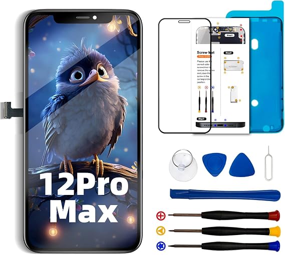 for iPhone 12 Pro Max Screen Replacement COF,6.7" LCD Display FHD Touch Screen Digitizer Repair Tool for iPhone 12 Pro Max, Compatible with Model A2411 /A2342 /A2410 /A2412, LCD for iPhone 12 Pro Max