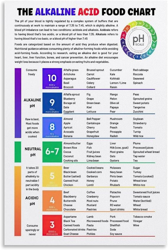 Alkaline Acid Food Chart Nutrition Educational Poster - Gigapixel Scale 2x - 16x24inch (40x60cm) Wall Art for Room Aesthetic