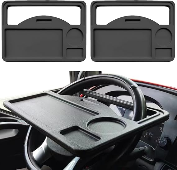 Car Tray Table for Driver, Steering Wheel Desk, Car Trays for Eating, Truck Accessories for Men, Car Eating Tray for Car Travel, Steering Wheel Tray for Working, Writing, 2 Pack