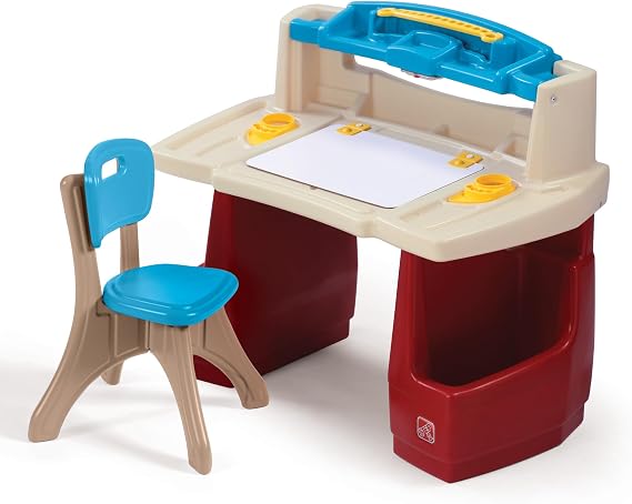 Step2 Deluxe Art Master Desk, Kids Activity Table & Chair, Arts & Crafts Desk, Made of Durable Plastic, For Toddlers 3+ Years Old