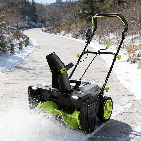 Electric Snow Blower Cordless, 40V System with Fast Charger and 2 x 5.0Ah Batteries, 20 Inch Brushless Snow Blower with Adjustable Chute for Efficient Driveways and Sidewalks Clearing