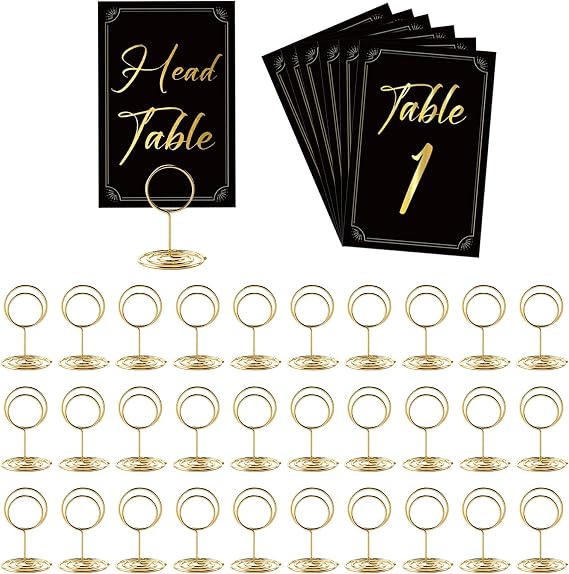 31 Sets 2" Table Number Cards with Holders 1-30 Seating Cards