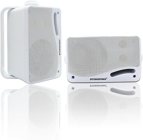 STUDIOFINIX Passive Outdoor Speakers Wired Waterproof -3.5 Inch 3 Way 200W Surface Marine & Wall Mount Speakers, Perfect for Home, Boat, Poolside, Patio, Indoor Outdoor Use（White