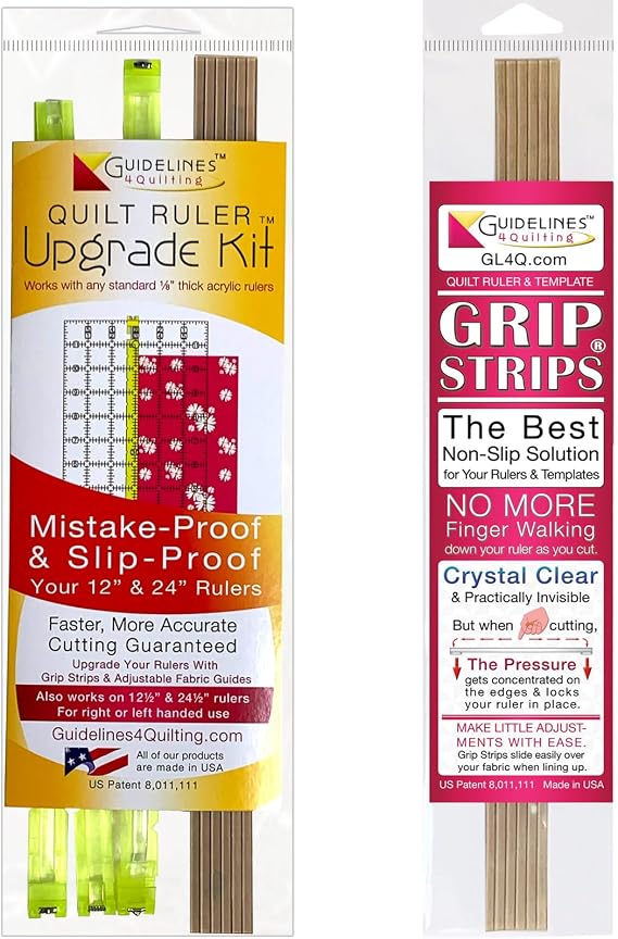 Guidelines4Quilting Quilt Ruler Upgrade Kit and Grip Strips Bundle
