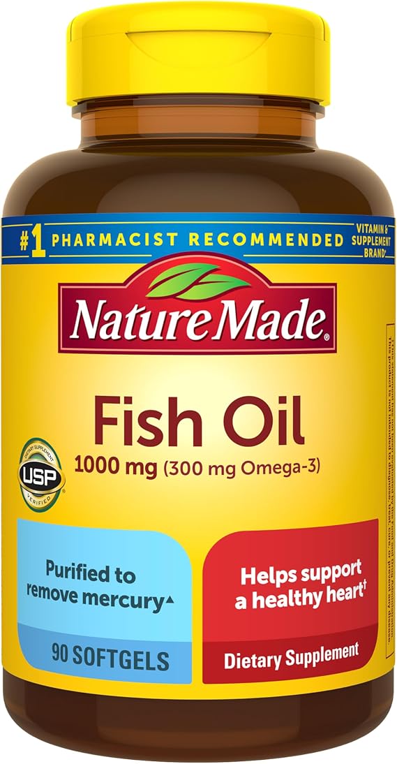 Nature Made Fish Oil Omega 3 Supplements, 1000 mg Softgels, 90 Softgels