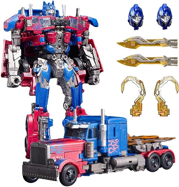 QCCX Car Robot Toys, Deformation Toy Cars, Action Figure with Two Extra Interchangeable Head - Part of Alloy