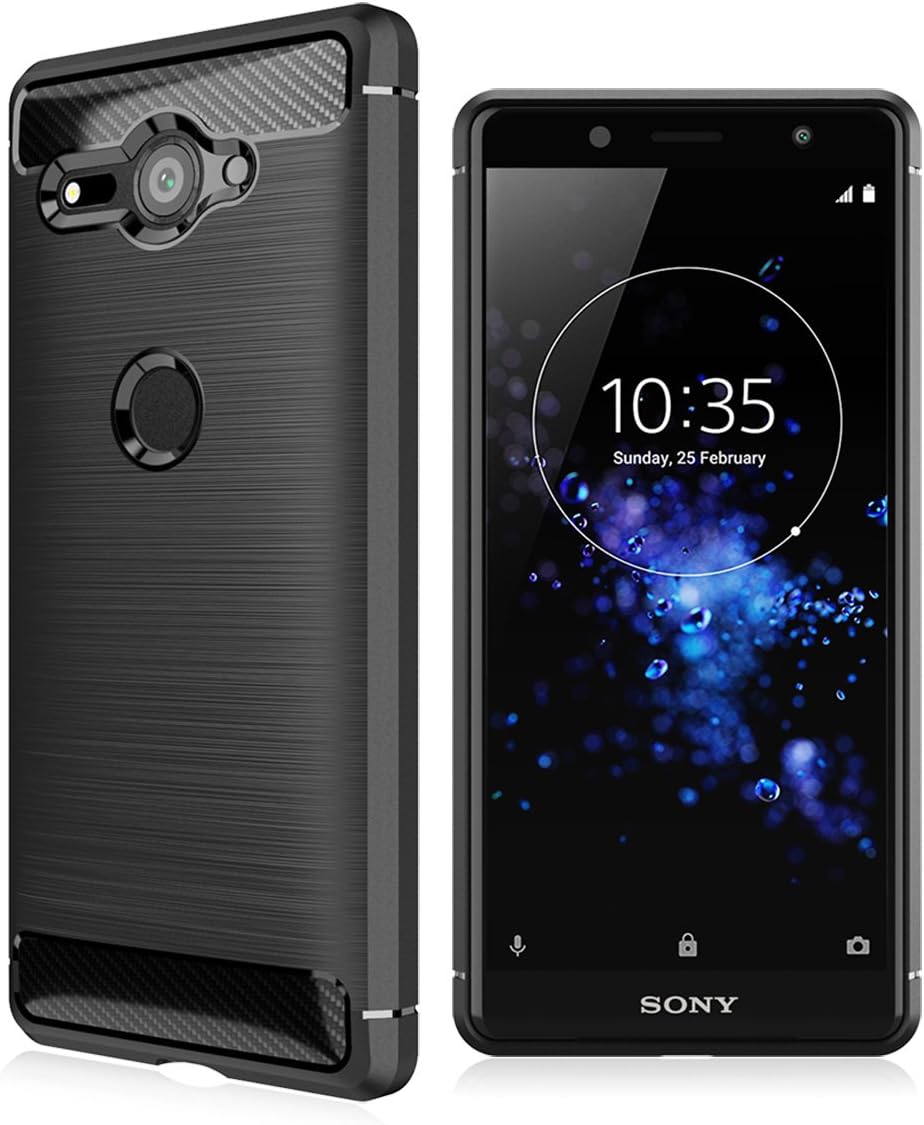 Xperia XZ2 Compact Case, SO-05K Cover, Impact Resident, Carbon, Anti-Fingerprint, Simple, Stylish, Durable, Anti-Slip, Xperia Protective Case, SO05K, Fingerprint Authentication, Black