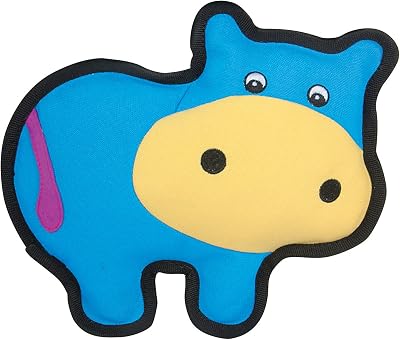 Snuggle Puppy Tender-Tuffs Simple - Tough Plush Dog Toy - Blue Cow with Puncture Resistant Squeaker and Super Strong Seams for Big and Small Dogs