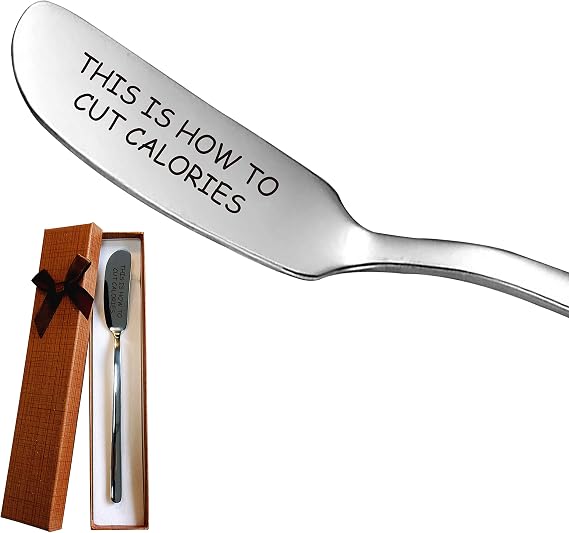 LRUIOMVE This Is How To Cut Calories Stainless Steel Engraved Butter Knife, Butter Spreader for Toast and Bread, Breakfast Spreads, Cheese and