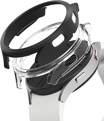 Ringke Slim Case [2 Pack] Compatible with Samsung Galaxy Watch 4 40mm, Watch4 Bezel [Frame Only] Premium PC Hard Thin Cover - Clear & Black
