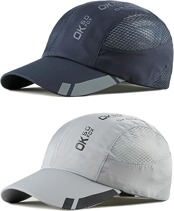 2 Packs Quick Dry Baseball Cap Unisex, Fashion Sports Cap Outdoor Mesh Running Cap, Foldable Adjustable Lightweight UV Protection Summer Sun Hat for Hiking Camping Golf Climbing