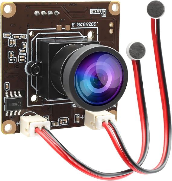 ELP 5MP USB Camera Module with Dual Microphone for Computer & Laser Engraver - 1944P USB Security Camera for Raspberry Pi (120 Low Distortion Lens)