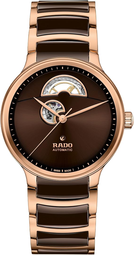 Rado - Centrix Automatic Diamonds - Women - Swiss Watch - Rounded Sapphire Crystal - Polished Rose Gold and Brown High-Tech Ceramic - Water Resistant 50 m- Automatic 39,5 mm