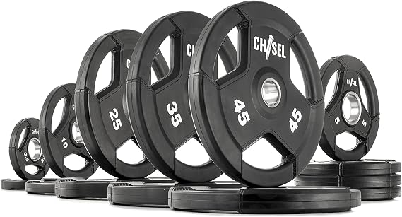 XMARK CHISEL Olympic Weight Plates, 255 lb Set, Weights for Strength Training and Conditioning