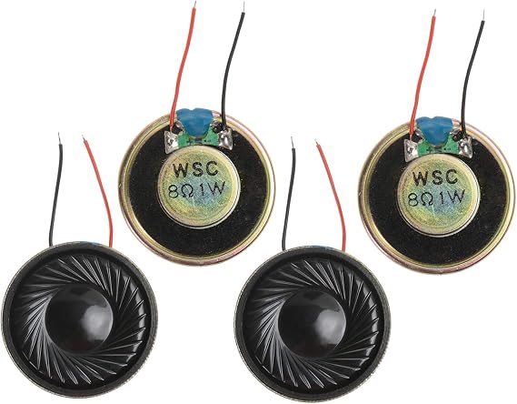 1W 8 Ohm Micro Internal Speaker Loudspeaker 32mm Dia Round Metal Shell with Wire (4Pcs)
