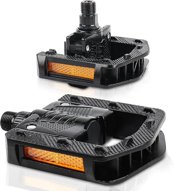 Folding Bike Pedals, Mountain Bike Pedals CNC Aluminum Bicycle Flat Pedals, 9/16'' with Reflective Strips | Non-Slip | Waterproof | Wide Flat Cycling Pedals for E-Bike, Urban Commute, MTB Bikes