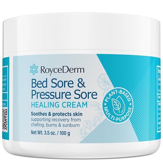 Roycederm Bed and Pressure Sore Treatment Cream: Fast Skin Healing Cream - Infection Protection for Bed Sores, Pressure Sores, Blisters, Cuts, Burns - for Bedridden, Elderly and Amputees - 3.5 OZ