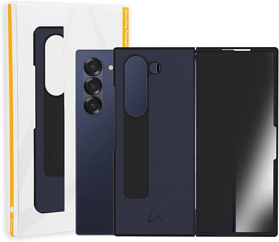 Armor Leather Case for Samsung Galaxy Z Fold 6 (Deep Ocean Blue with PG Screen Protector)