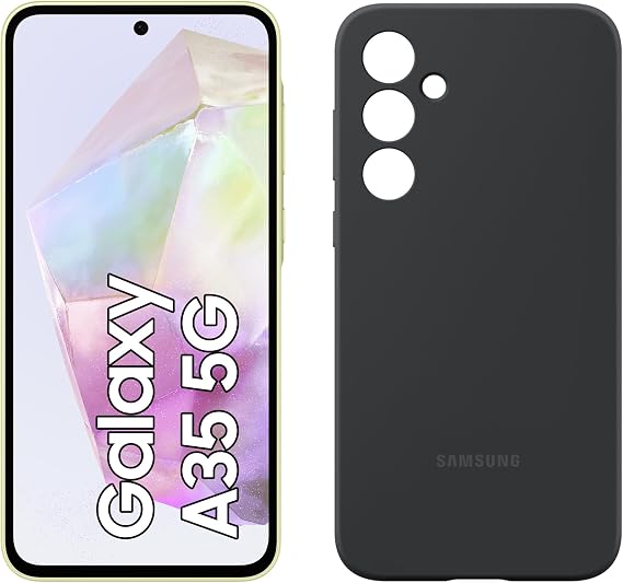 Samsung Galaxy A35 5G Smartphone Android Mobile Phone without Contract 256 GB / 8 GB RAM 2 Days Battery Life 50 MP Camera Awesome Lemon + Silicone