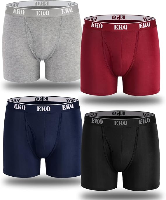 Bamboo Mens Boxer Shorts Multipack 4 Pack Breathable Mens Underwear Boxers Briefs with Open Fly Pouch Sports Underpants Moisture Wicking