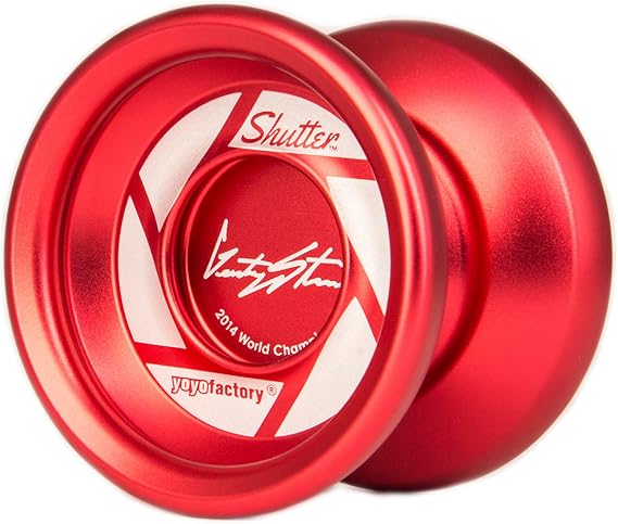 YOYO FACTORY SHUTTER Aluminium Yo-Yo - Red, World Yoyo Champion Pro Model | Gentry Stein 6061 aluminium. Competition string tricks, fingerspins, grinds and horizontal combos.