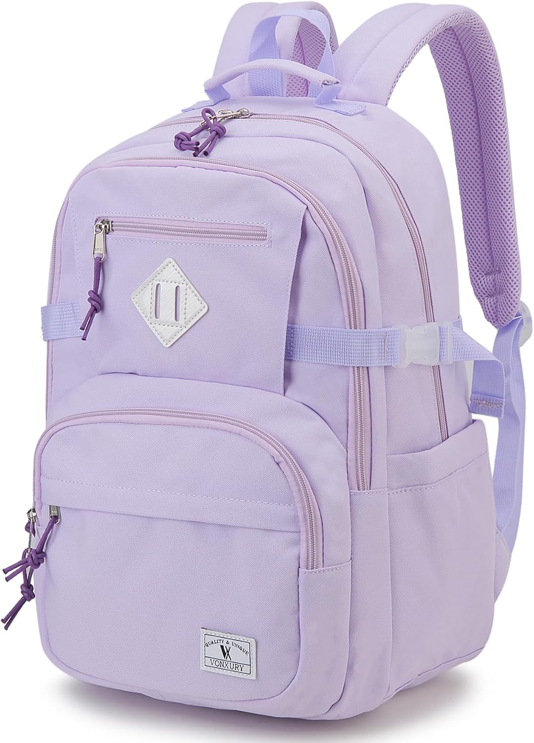 VX VONXURY Girls School Backpack, Classical Water Resistant Basic Daypack for Travel, Lightweight Bookbag for Teens Girls, Purple