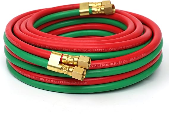 DYNAMIC POWER 1/4" x 25 Feet Twin Welding Oxygen Acetylene Hose – Meets RMA/CGA Standards for Grade R, Type D (25')