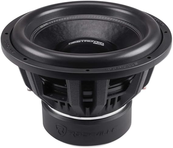 Rockville Destroyer 12D1 8000W Peak 12 Competition Car Audio Subwoofer, Dual 1-Ohm, USA-Made Voice Coils, Triple-Stacked Y35 Magnets, Cast Aluminum Basket, for Car Audio Enthusiasts