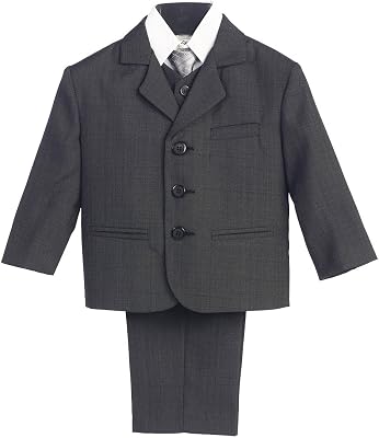 5 Piece Dark Gray Suit with Shirt Vest and Tie