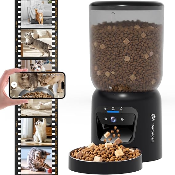 Automatic Cat Feeder with 2K Camera: 5G WiFi Automatic Dog Feeder
