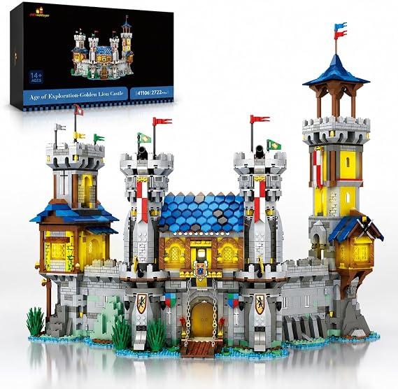 JMBricklayer Medieval Castle Building Sets for Adults, Ideas House Model Toy Construction Set with LED Light, Collectible or Home Office Display, Gifts for Boys Girls Teens Women 41106