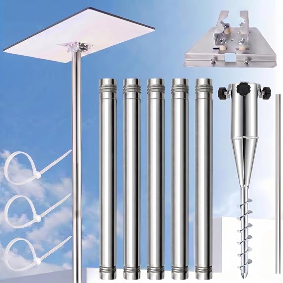 Starlink Gen 3 Pole Mount, Starlink Mini Pole Mounting Kit, 9ft Starlink Ground Pole Mount Kit Features a Durable 1.5'' Diameter Pole with No Dig Ground Anchor, Suitable for Starlink Gen V3/Mini