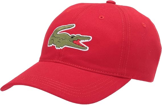 Lacoste Unisex Contrast Strap and Oversized Crocodile Cotton Cap