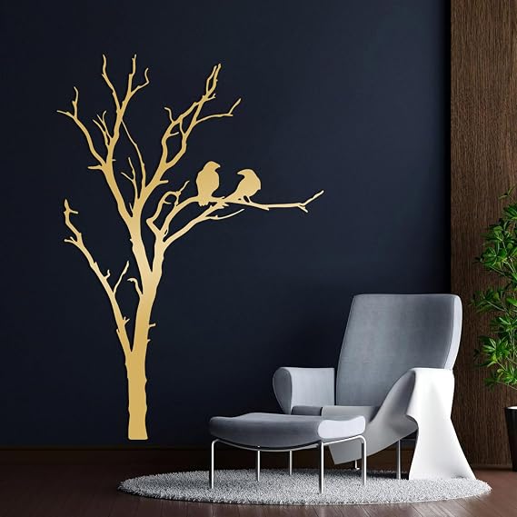 YDONVTI Metal Birds on Tree Branch Wall Art, Tree of Life Metal Wall Decor, Large Wall Hanging, Nature Room Decor, Rustic Home Decorations for Living Room, Farmhouse (Gold, 19"x13"/47x32cm)