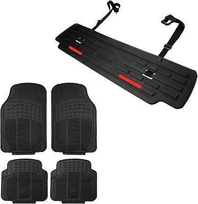 FH Group Universal Fit Rear Bumper Guard with Full Set Climaproof Heavy-Duty Rubber Floor Mats, Combo Set for Cars, SUVs, Vans, and Trucks