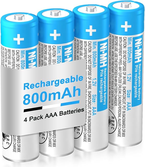 4-Pack 1.2V 800mAh AAA Ni-MH BK-80AAABU Triple A Rechargeable Batteries