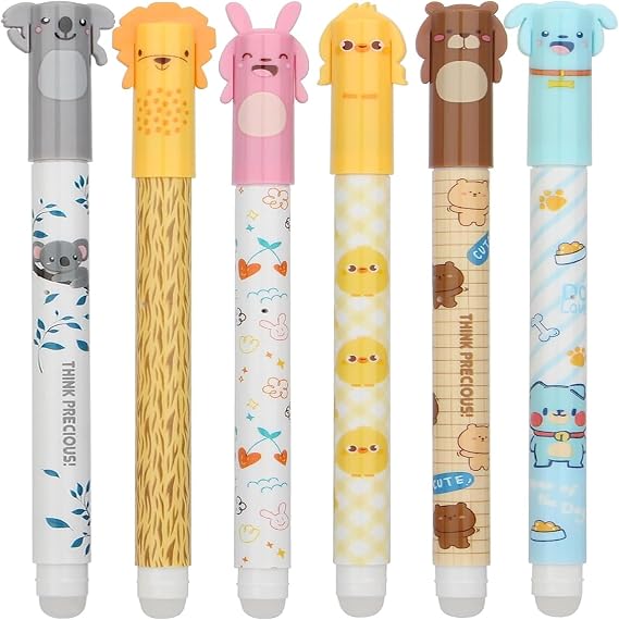 6Pcs Erasable Pens Blue Legami Pens Rub Out Pens 0.5mm Erasable Pen Animals