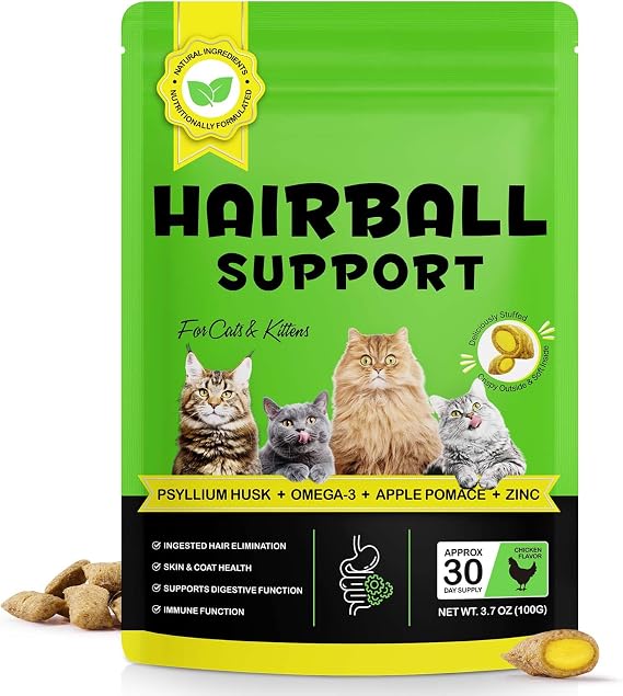 Hairball Remedy For Cats, Hairball Treats for Cats & Kittens, Cat Biscuits Hairballs Treatment, Promotes Natural Passage of Hairballs, Skin & Coat Health 100g - Chicken Flavour
