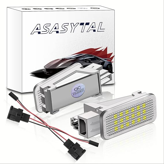 LED Courtesy Under Door Car Footwell Light 6000K Super Bright Glovebox Bulb Luggage Trunk Lights Lamps Compatible with VW Seat Audi A2 S2 Q5 Q7 R8 ect., White, 2 Pieces