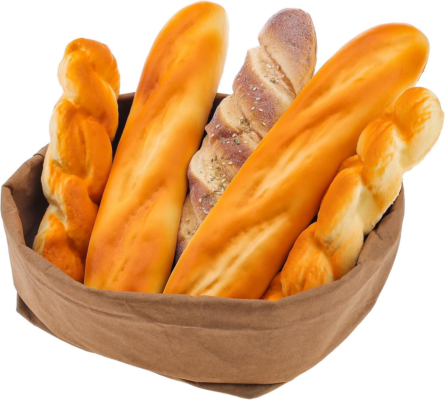 Meiwlong 5 Pieces Artificial Bread Set,Realistic Bread Fake Baguette Bread Loaf Loaves Of Bread For Food Props Display Home Kitchen Bakery Restaurant Decoration