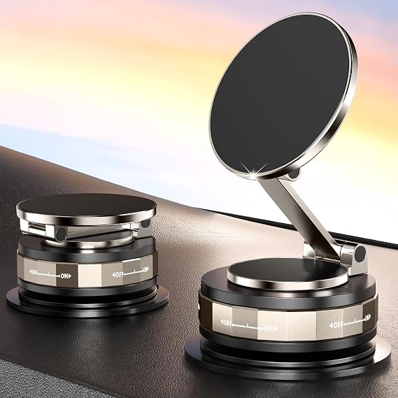 for Mag safe Car Mount, Magnetic Phone Holder Vacuum Strong Suction 2400gf | 360 Rotation Foldable Stand for All Smartphones & Vehicle, Car Accessories for Women Men, Gifts for Him Her