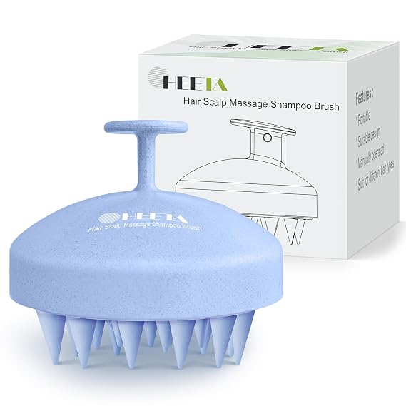 HEETA Wheat Straw Scalp Scrubber Shampoo Brush Massage Tool for Hair Growth