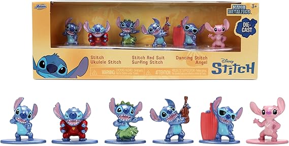 Jada Toys 6 x Figürler Metal Stitch 4 cm Diorama Farklı Pozisyonlarda Dikiş + Melek Disney Mini Koleksiyonu Lilo & Stitch 8 yaş (201105003)